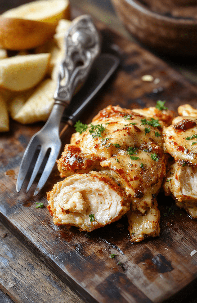 Golden-brown chicken pieces in a rich, creamy tomato-orange sauce with flecks of garam masala and fresh cilantro, served in a rustic ceramic bowl with basmati rice on the side, garnished with a swirl of yogurt and edible marigold petals